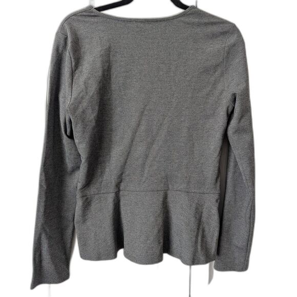 BCBGMAXAZRIA Peplum Top Women’s Medium Heather Gray Long Sleeve Square Neck - Picture 5 of 5